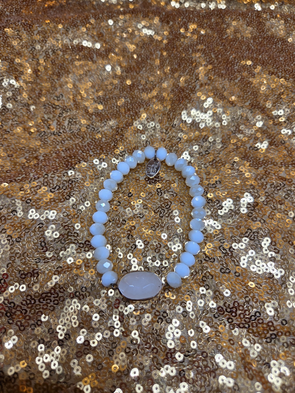 Women’s White Beaded Stretch Bracelet - Fashion Jewelry